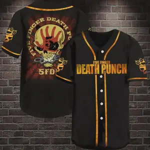 Unisex Five Finger Death Punch Band Printed Baseball Jersey Shirt, Relaxed Fit, Easygoing Feel, Full Size Options, Everyone Can