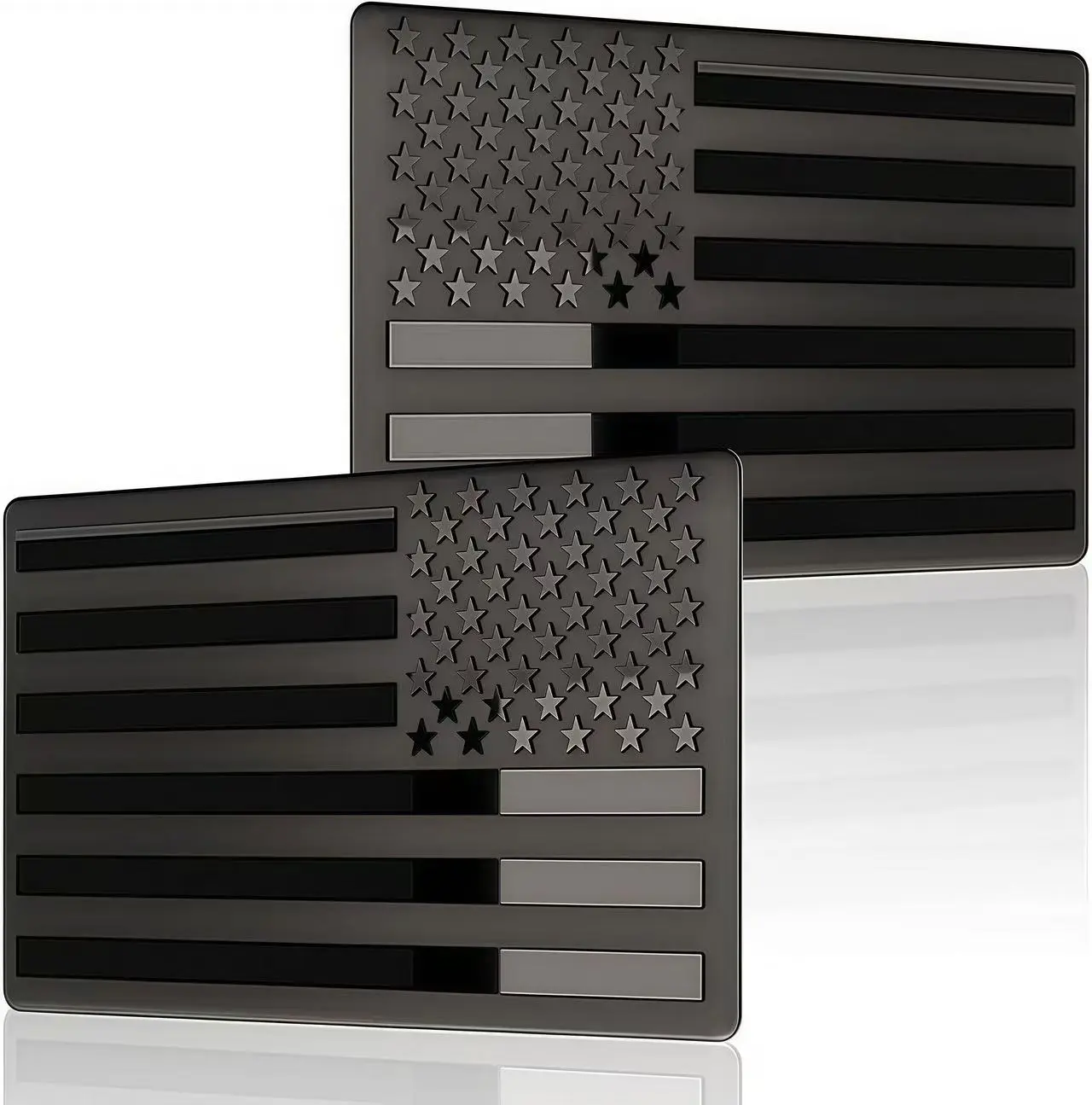 Zinc Alloy 2 pcs Embossed 3D Metal Black American Flag Emblem Sticker 5"x3" USA Flag Decal for Cars Trucks SUV Laptop Wall Decor trust in god sticker room window vehicle exterior decoration