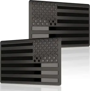 Zinc Alloy 2 pcs Embossed 3D Metal Black American Flag Emblem Sticker 5"x3" USA Flag Decal for Cars Trucks SUV Laptop Wall Decor trust in god sticker room window vehicle exterior decoration