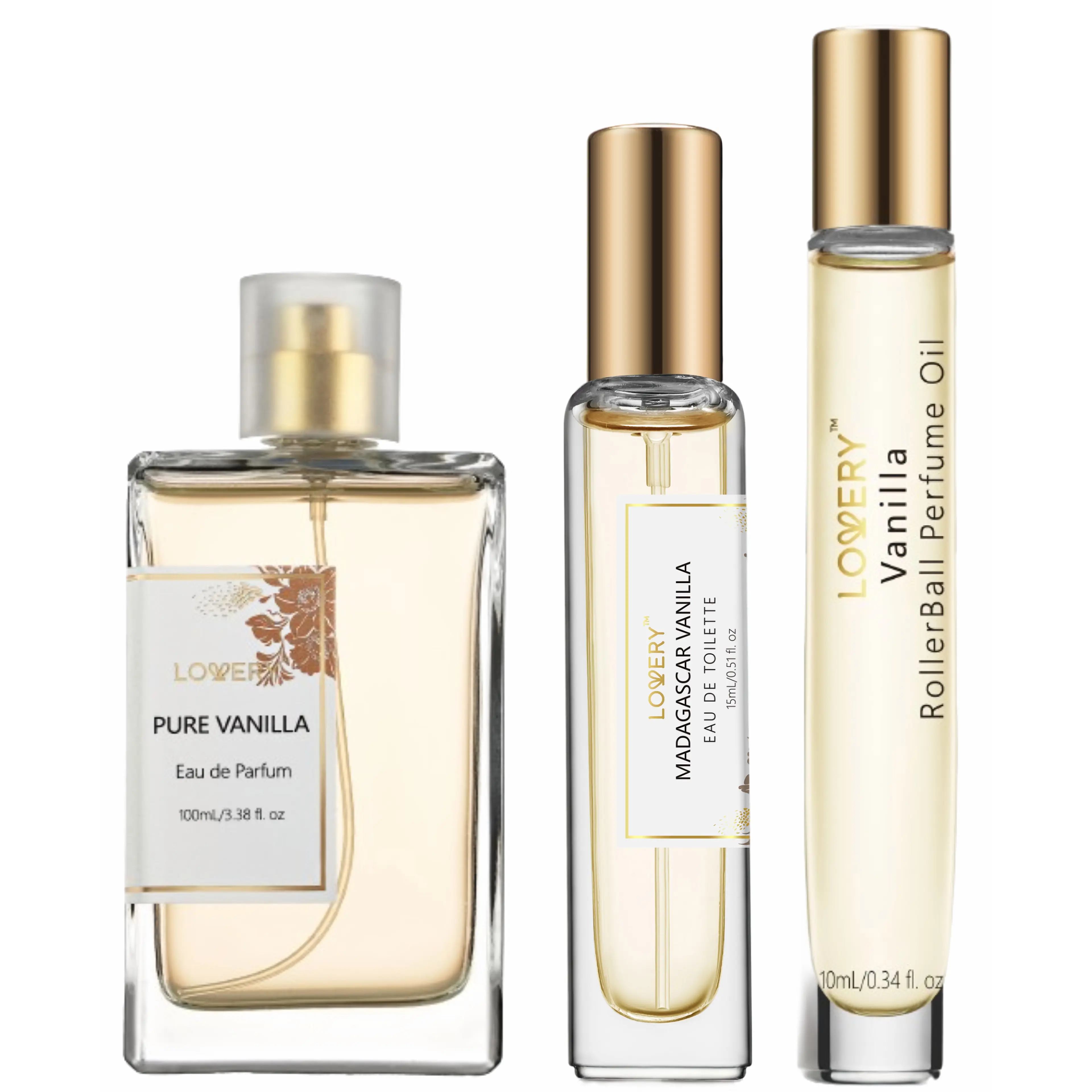 Pure Vanilla Perfume Fragrance Set - Long Lasting Perfume, Eau de Toilette Spray & Rollerball Perfume Oil