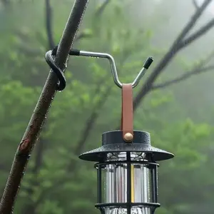 Outdoor Camping Pig Tail Hook, Strong Suspension Hook for Tent, Camp Lantern Holder, No Drilling Adhesive, Easy Installation
