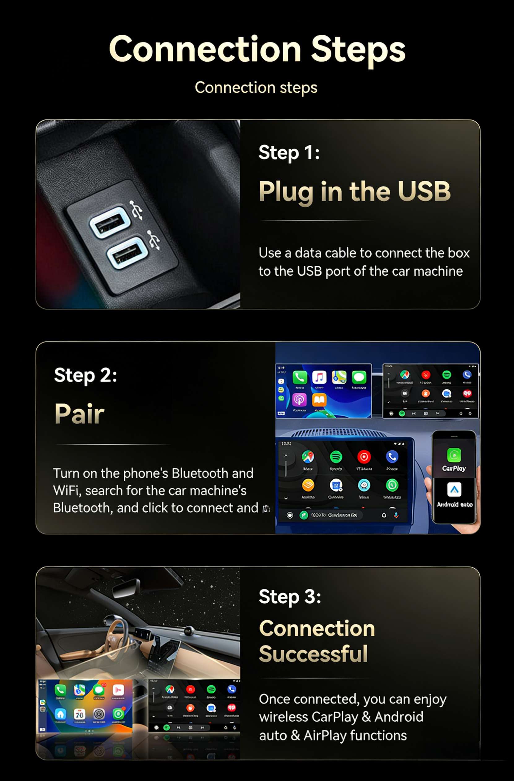 USB Wireless CarPlay Dongle Convert Wired to Wireless for Apple CarPlay - Plug-and-Play Screen Mirroring Adapter for Seamless Connectivity