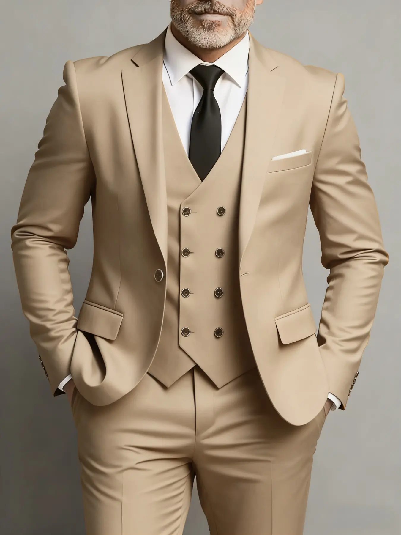 Men's 3pcs Suit Set, Blazer + Vest + Trousers, Long Sleeve, Groomsmen Formal Business, Stylish and Elegant, High-Quality Men's Wear, Perfect for Weddings, Business, and Parties