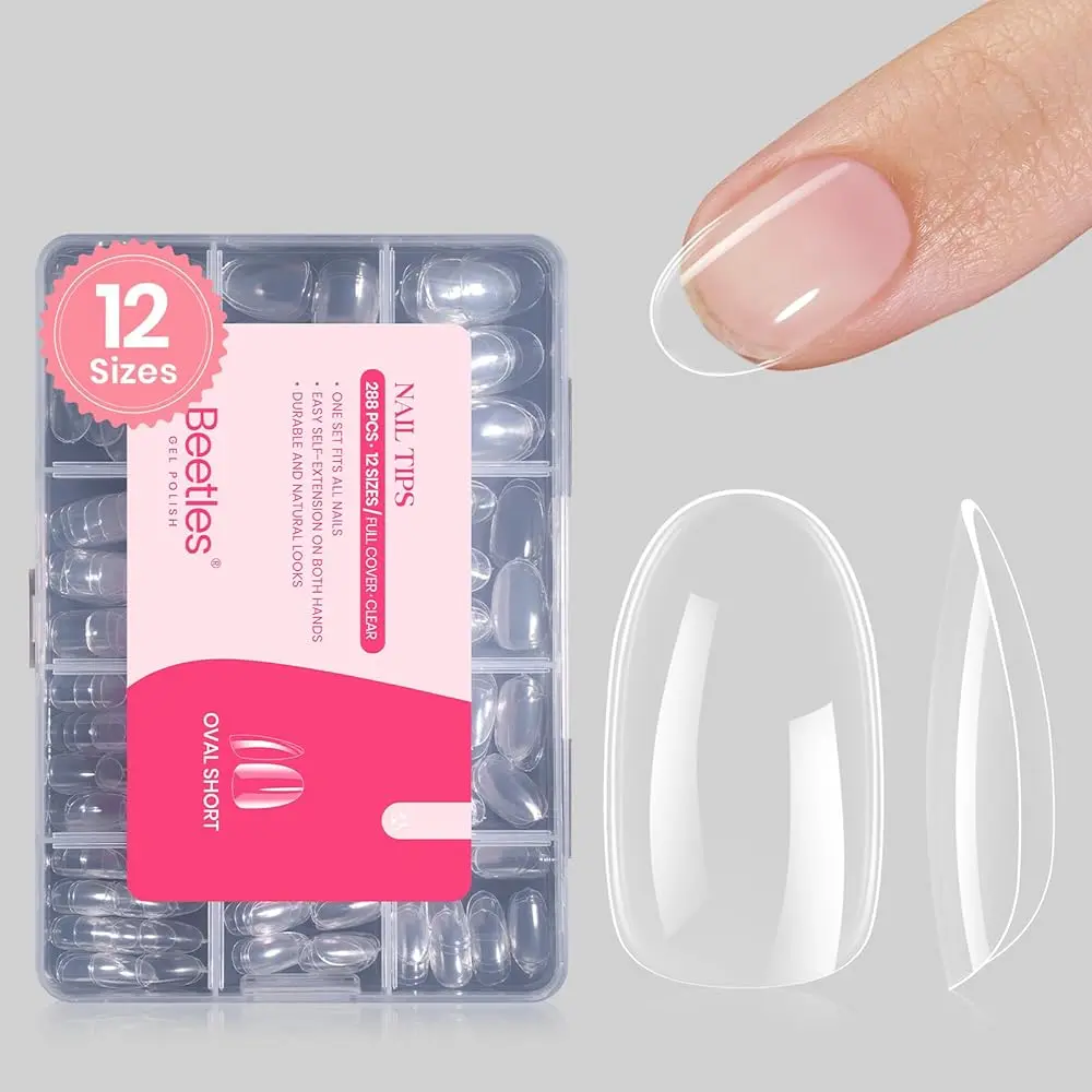 Short Oval 12Sizes 288Pcs-Clear(Only Tips)