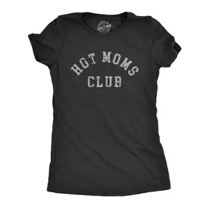 Womens Hot Moms Club T Shirt Funny Sexy Beautiful Mama Mothers Day Gift Tee for Ladies Funny Womens T Shirts Cute Vintage Fashion Casual Ladies T-Shirt Gift Mother's Day Tops for Women Women's Novelty Tees Black -