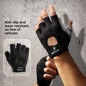 Fitness gloves - Men's half-finger thin style - Women's sports outdoor training - Durable and anti-slip - Single bar dumbbell - Grip protection for hands - Breathable and quick-drying mesh - Weightlifting protective gear
