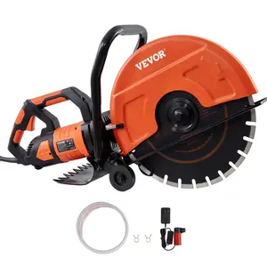 【Summervibes】VEVOR Electric Concrete Saw,  16 in, 3200 W 15 A Motor Circular Saw Cutter with Max. 6 in Adjustable Cutting Depth, Wet Disk Saw Cutter Includes Water Line, Pump and Blade, for Stone, Brick Construction VEVOR Super Brand Day
