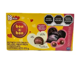 BON O BON  CHOCOFRESA - Bombon With Wafer And Strawberry And Chocolate Flavored Filling / 18 pieces pack /