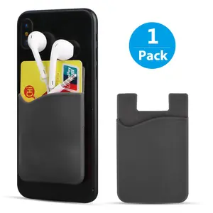 Phone Wallet Card Holder for Back of Phone Case, Silicone Stick On Wallet
