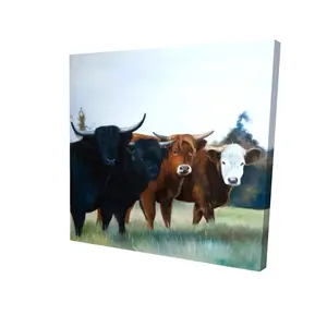 212 MAIN Western Scene Wall Artwork - 24x24 in. Lightweight HD Artistic Print, Brown Highland Cows Decoration, Bedroom Room Decorations, Home Decor Gift-Worthy Poster
