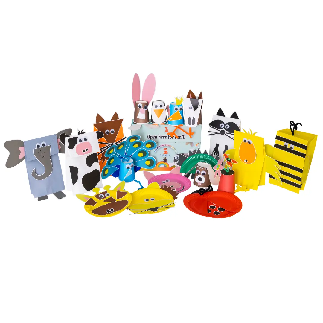 Screen-Free Kids Craft Kit | 18 Animal Crafts with All Supplies Included | Ages 4–10