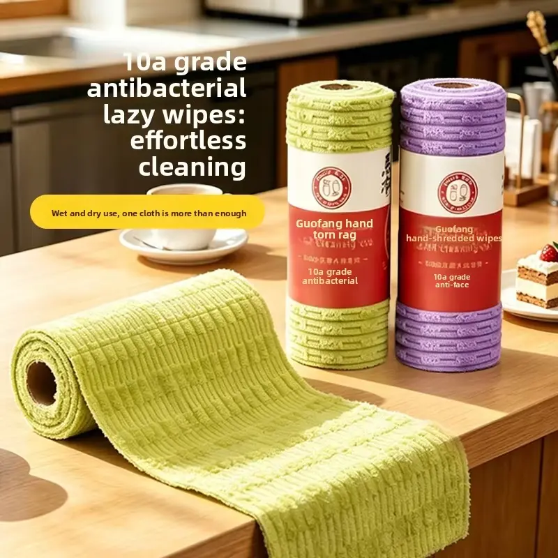 Disposable Kitchen Cleaning Cloth Roll Thick Absorbent Dish Wipes Multi-Purpose Wet & Dry Cleaning Rag Reusable Oil & Grease Remover swedish dish cloth