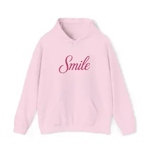 Smile | Embroidered Light Pink Hoodie