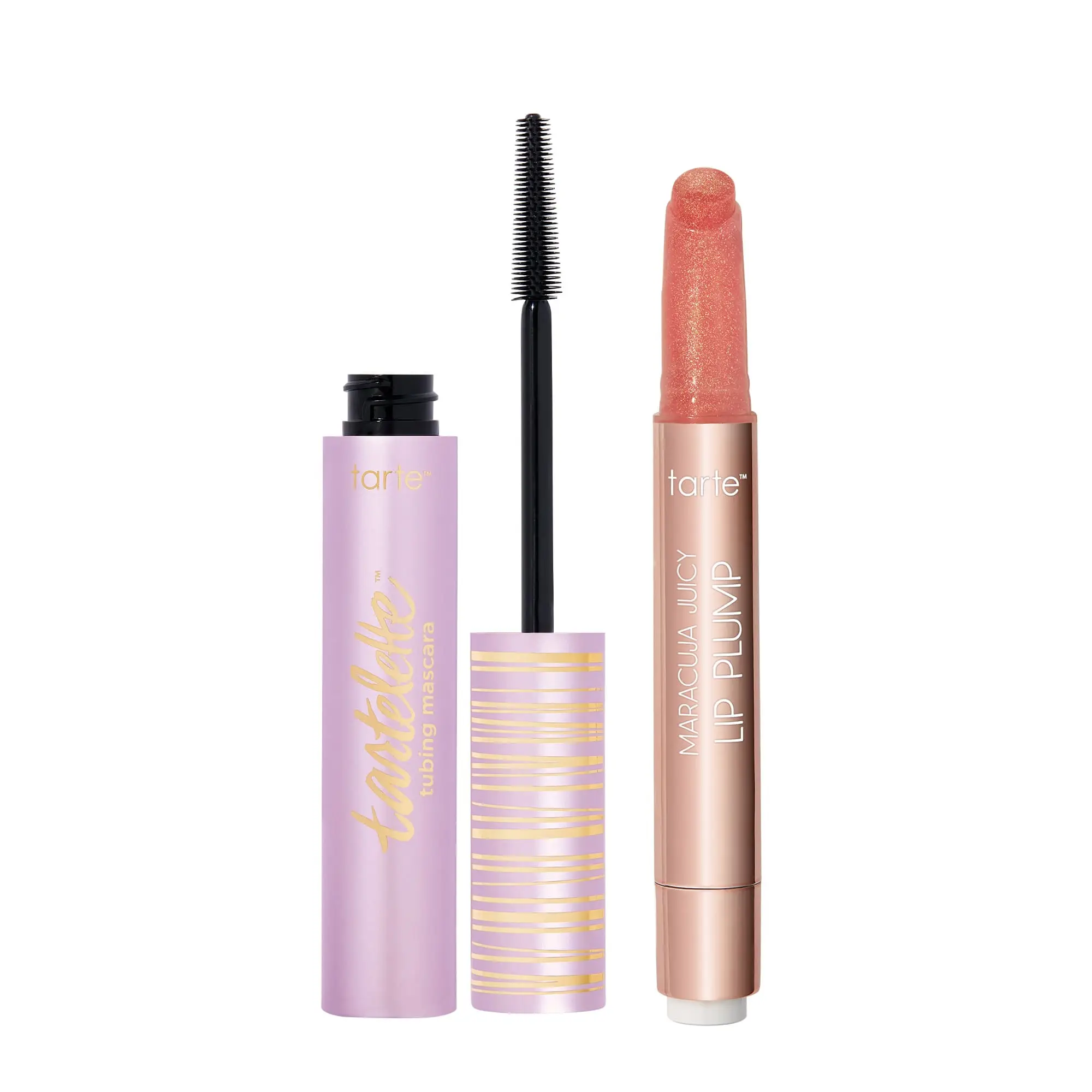 tarte viral shimmer glass lip plump & tubing mascara duo