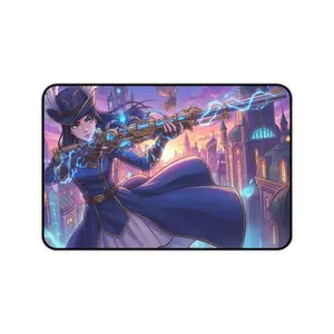 Caitlyn Kiramman Anime Desk Mat - Arcane Large Mousepad, Piltover Enforcer Gaming Decor, League of Legends Fan Art, Extended Mouse Pad