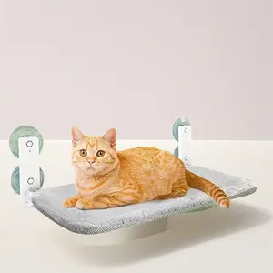 Cat Window Perch – Strong Metal Frame, 4 Suction Cups, Cozy Sunbathing Spot, Foldable for Space Saving, Easy to Install