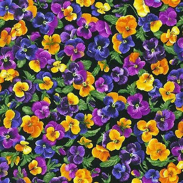 Brightly So Small Packed Panises Cotton Fabric by Kaufman BTY