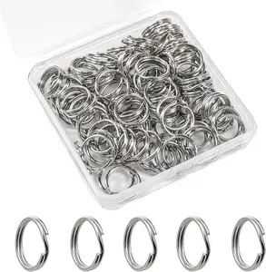 1/2'' 100PCS Small Split Key Rings for Keychains, Double Loops Metal Mini Key Ring for Jewelry Making Dog Luggage Tag Car Key DIY Crafts (Silver)