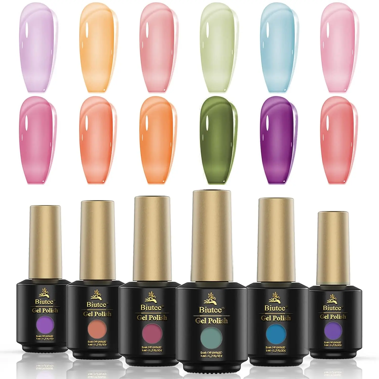 Gel Nail Polish Transparent Neon Summer Pink Jelly - Sheer with Color Changing Soak Off - Nail Art for Summer Nailcare
