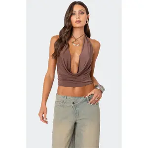 Edikted Women's Deep Cowl Neck Open Back Top