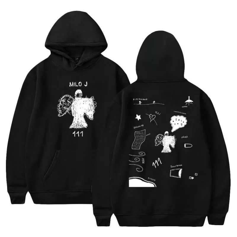 Men's Streetwear Pullover Hoodie with Angel Heart Graphic Print, Soft Poly-Cotton Casual Layer Sweatshirt with Ripped Hem