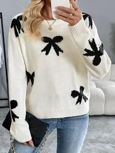 Women's Crew Neck Sweater, Casual Long Sleeve Jumper for Fall & Winter, Fashion Ladies' Knitwear for Daily Wear