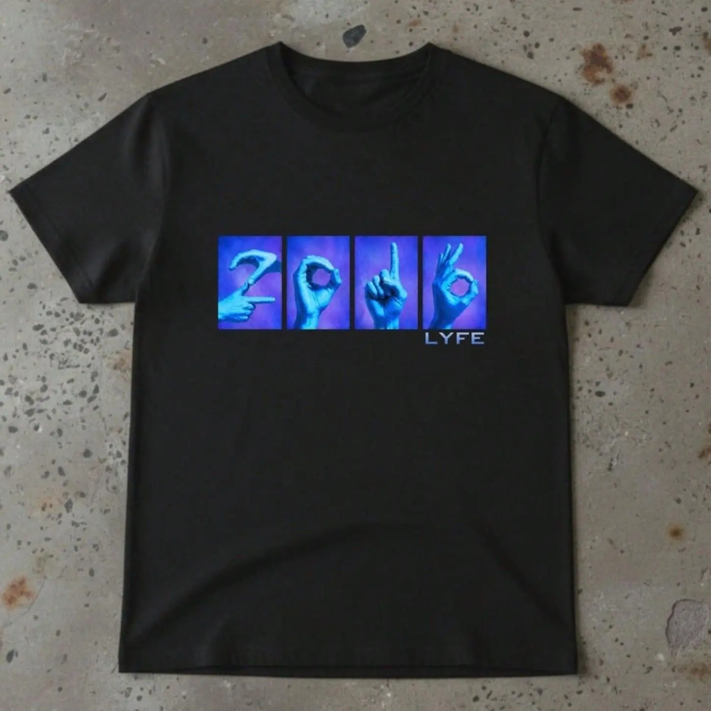 Men's Cotton Blend Oversized Streetwear T-Shirt - Lightweight, Unisex, Aesthetic Y2000 Blue Hand Sign Language Graphic Print, Short Sleeve Streetwear Outfits Casual Top