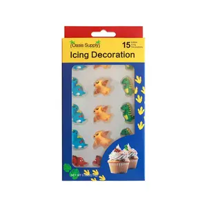 Cute Dinosaur - Cake or Cupcake Sugar Topper - Birthday Red, Green, Yellow, and Blue Dinosaur