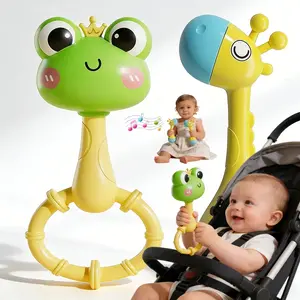 2pcs handheld rattle, colorful Cute animal design, baby sensory awakening rattle, helps develop motor skills and hand-eye coordination