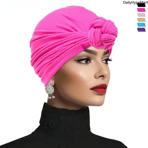 Women's Multicolor Puff Head Turban Hat - Daily Streetwear Stretch Wrap Cap, Fashion Clothing Accessory