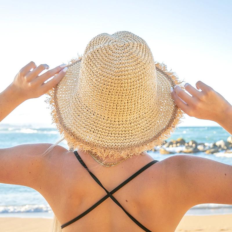Fray Edge Straw Bucket Hat - Comfortable Design for Sun Safety - Ideal for Outdoor Wear