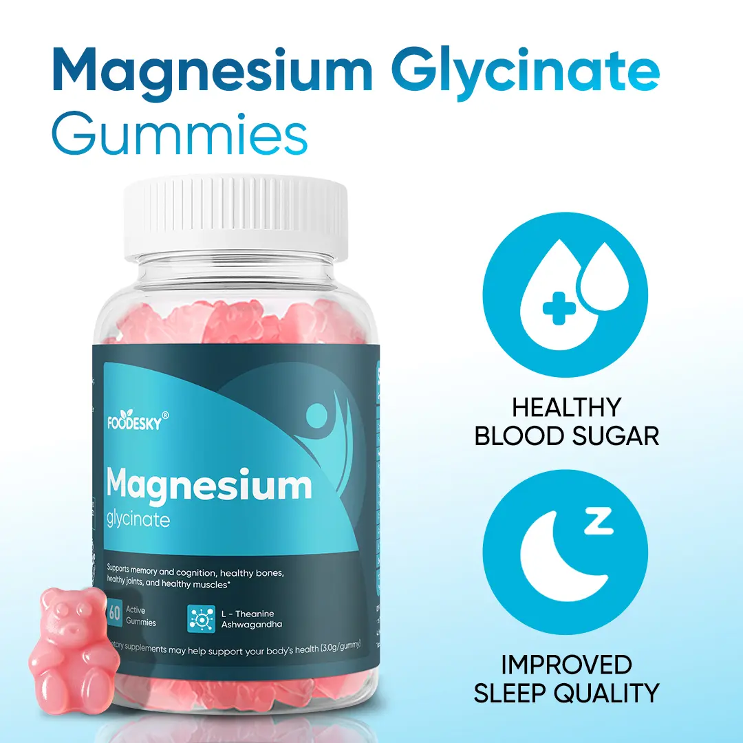Magnesium Glycinate & Zinc Dietary Mineral Gummies - Caffeine-Free, Prop 65 Safe, Daily Nourishing Supplement for Stress Relief, Healthy Sleep Support, Muscle Health, Supplement Routine with Botanical Extracts - 60 Gummies