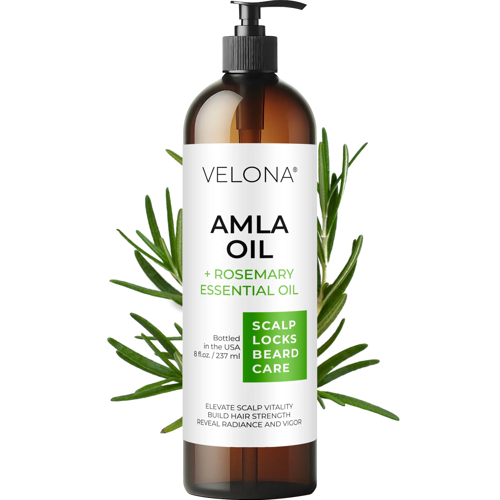 velona Organic Amla Oil with Rosemary - 8 Fl Oz | Promoting Hair, Scalp, Eyelash and Eyebrow Growth | 100% Natural and Pure Smooth Hydrating