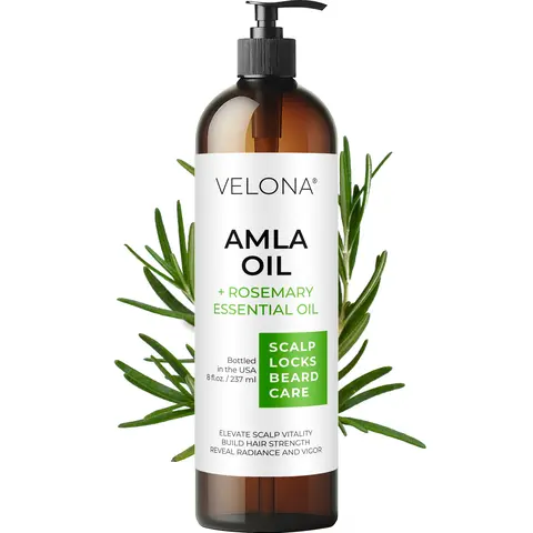 Velona Organic Amla Blend Hair Growth Oil with Rosemary - 8 Fl Oz Unisex Alcohol-Free Haircare, Moisturizing Treatment for Adults, Hydrates Hair & Scalp, 100% Natural Pure Product