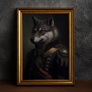 Vintage Renaissance Military Painting Wolf Poster, Art Poster Print, Home Decor, Animal Lover Gift, Dog Print