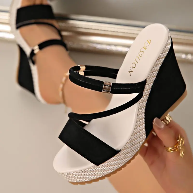 Women's Fashionable Platform Sandals, Casual Comfortable Ankle Strap Wedge Heeled Sandals for Daily Wear, Trendy All-match Sandals for Women & Girls