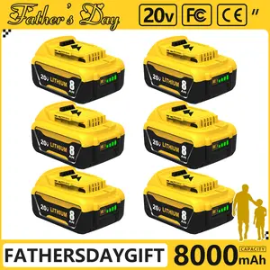 #fathersdaygift 8.0Ah Lithium Ion Replacement for Dewalt 20V Battery 8000mAh Lithium-ion MAX DCB200 DCD/DCF/DCG/DCS High Capacity Long Lasting for Portable Devices 4 Pack 20V 8AH power tool lcd indicator Batteries Pack flexvolt cordless lithium