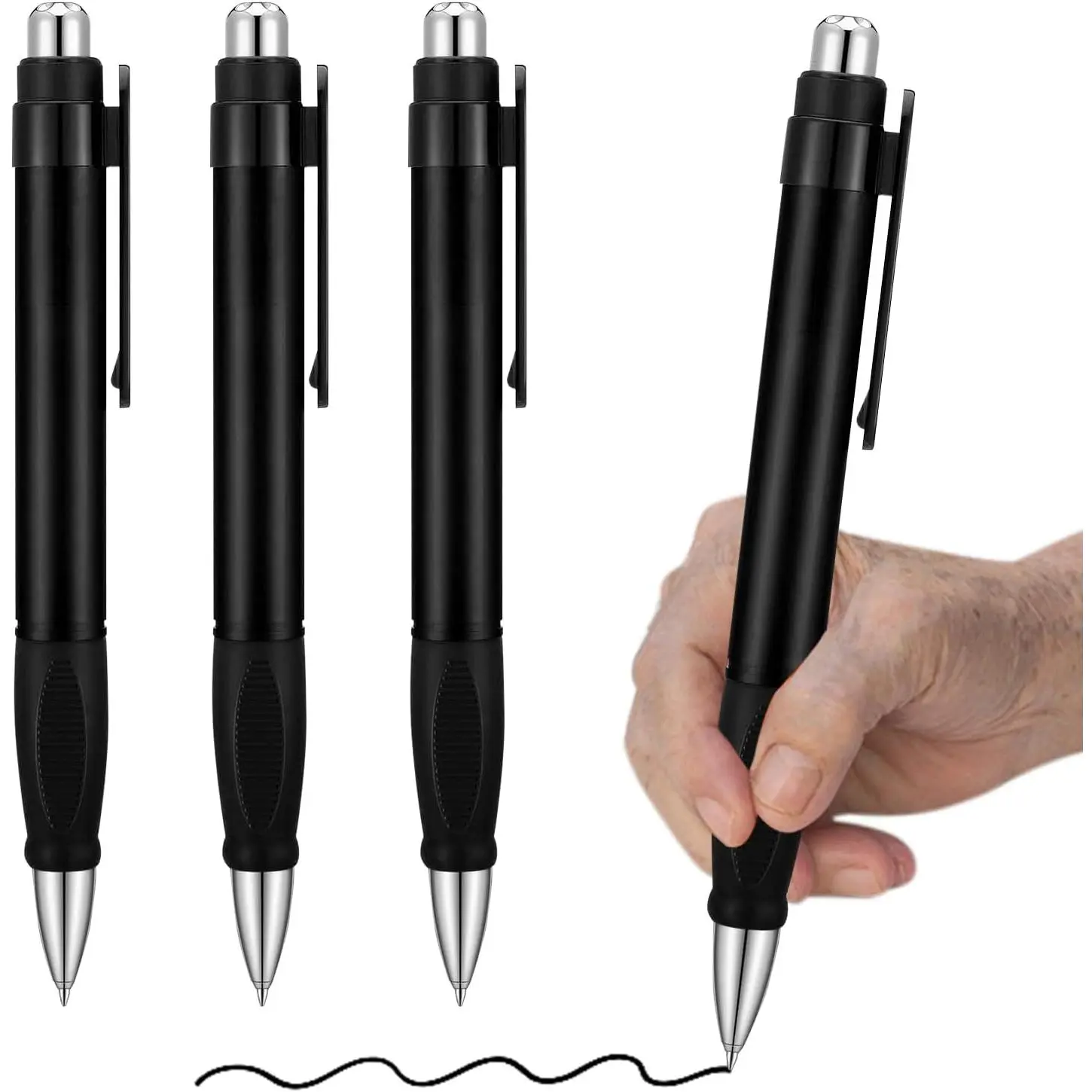 Big  Pens - Enhanced Writing Stability for  and  Easy Thick Grip 3 count Black