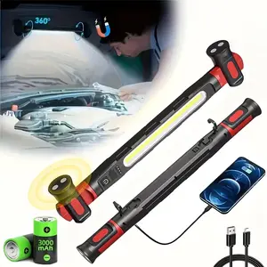 Rechargeable COB work light strip | High-lumen magnetic jobsite lighting, portable wireless hood-under work light with hook, suitable for car repairs, inspections, workshops, portable flashlight for emergencies—perfect gift for men, husbands, and fathers