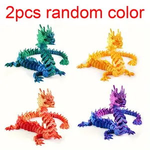 3D printed mysterious oriental dragon toy ornament, realistic joints can be movable, upper body can be upright, wonderful home decoration ornament, holiday party gift (color random)