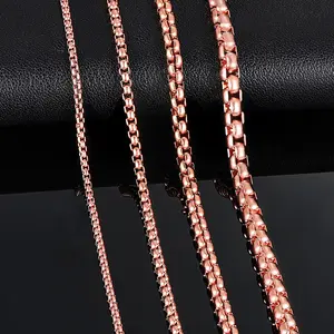 1 Piece 2mm 3mm 4mm 5mm Thickness Rose Gold Color Link Jewelry Classic Curb Necklace Stainless Steel Chain for Men Women