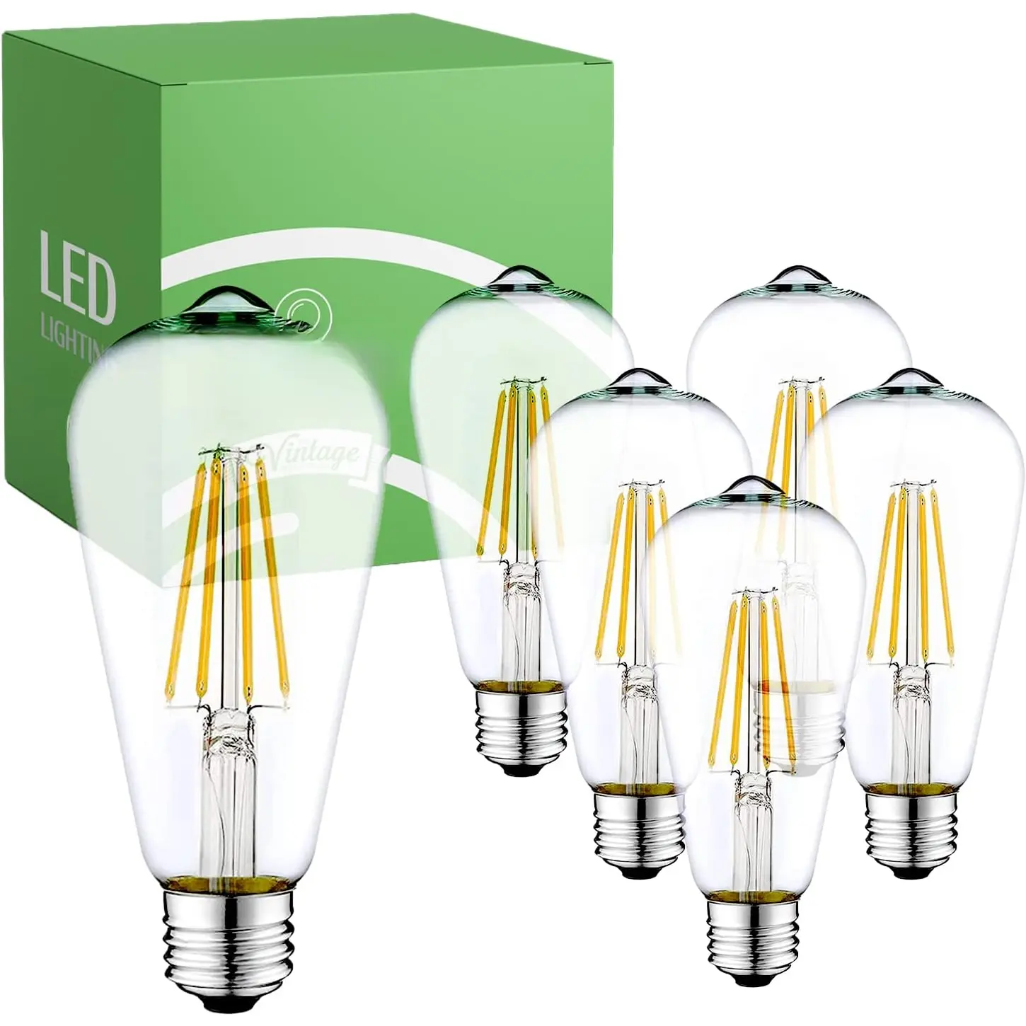 LED Edison Light s, 60W Equivalent, E26/E27 Base, 5000K Daylight White ...
