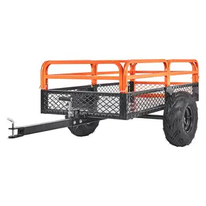 Heavy Duty Steel ATV Dump Trailer With 1500-Pound Load Capacity And 15 Cubic Feet Of Bed Space, Tow Behind Dump Cart For Mowers, Tractors, ATVs And UTVs, Removable Sides, 2 Durable Tires, Great For Dirt, Gravel, Firewood