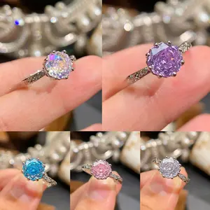 💜 💙 💖 🤍 🌈   8-Prong Millennium Rose Cut CZ Ring |   Octagonal Stackable Ring |   Vintage Inspired Minimalist Jewelry |   Light Luxury Everyday Elegance |   5 Colors (Purple, Blue, Pink, White, Iridescent) ✨   – Great Gift Idea for Self Care & Anyone