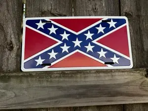 Rebel Flag License Plate  100% Aluminum 12"" x 6"" with 4 Holes for Easy Installation Made in USA Custom Vanity Plate