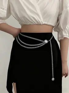 1Pc Sunflower Chain Belt for Women Fashion Plus Size 91/110/130cm Waist Chains Trendy Metal Layered Adjustable Waist Belt Belly Belts for Women Dress Accessories Plus Size Available for Music Festival Dress Accessories Adjustable Waistband