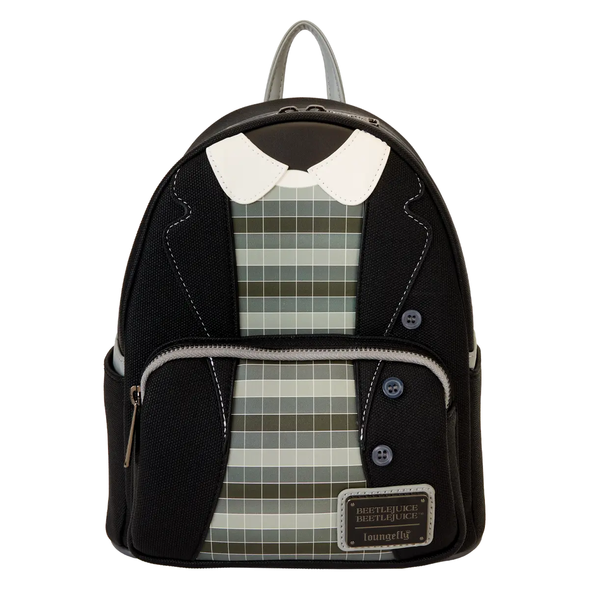 Beetlejuice Lydia Deetz Cosplay Vegan Leather Zip Mini Backpack - Adjustable Straps, 9”w x 10.5”h x 4.5”d, Casual Daypack, Lightweight Daily Backpack