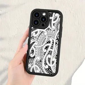 Phone case: Polynesian Style - Maori Geometric Pattern Durable Shockproof  Protection Anti-Slip Matte Surface Subtle Luxury, UV Printed Soft TPU Phone Case Suitable for iPhone 17 E Air Pro ProMax iPhone16 15 14 Plus 13 12 Mini 11 X XS XR
