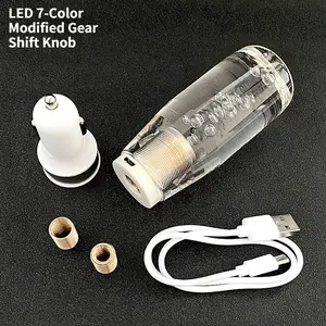 Car Modified LED Transparent Crystal Cylindrical Gear Shift Knob, Gear Lever