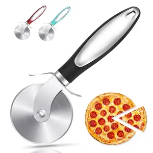 Pizza Cutter - Stainless Steel Pizza Cutter Wheel - Easy to Cut and Clean - Super Sharp Pizza Slicer - Dishwasher Safe - Handles Large and Small Pizza -(Black)